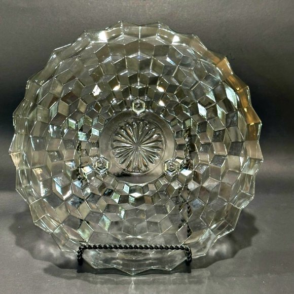 VTG Indiana Colony Glass Whitehall Cubist Cake Plate Serving Platter 12 3/8 In. - Picture 3 of 5